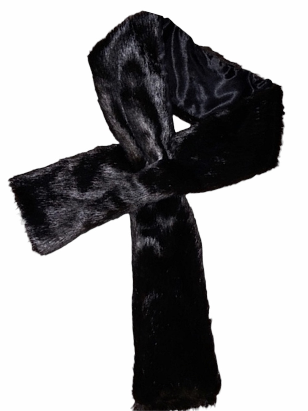 Black faux  fur scarf NWT